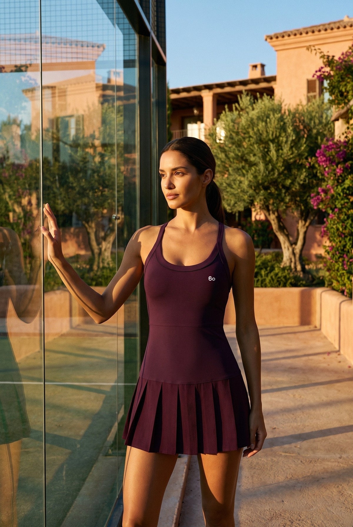 ELLA Scoop Neck Pleated Padel Dress
