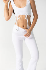 Amiel Flared Leggings Set in White
