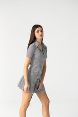 Evrin Mini Skirt Set in Striped Cotton