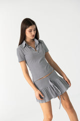 Evrin Mini Skirt Set in Striped Cotton