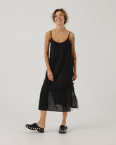 Aguonos: Black Linen Dress