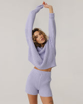 Delčia: Lilac Cotton Sweater & Shorts Set