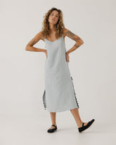 Aguonos: Dew & Black Linen Dress