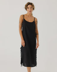 Aguonos: Black Linen Dress