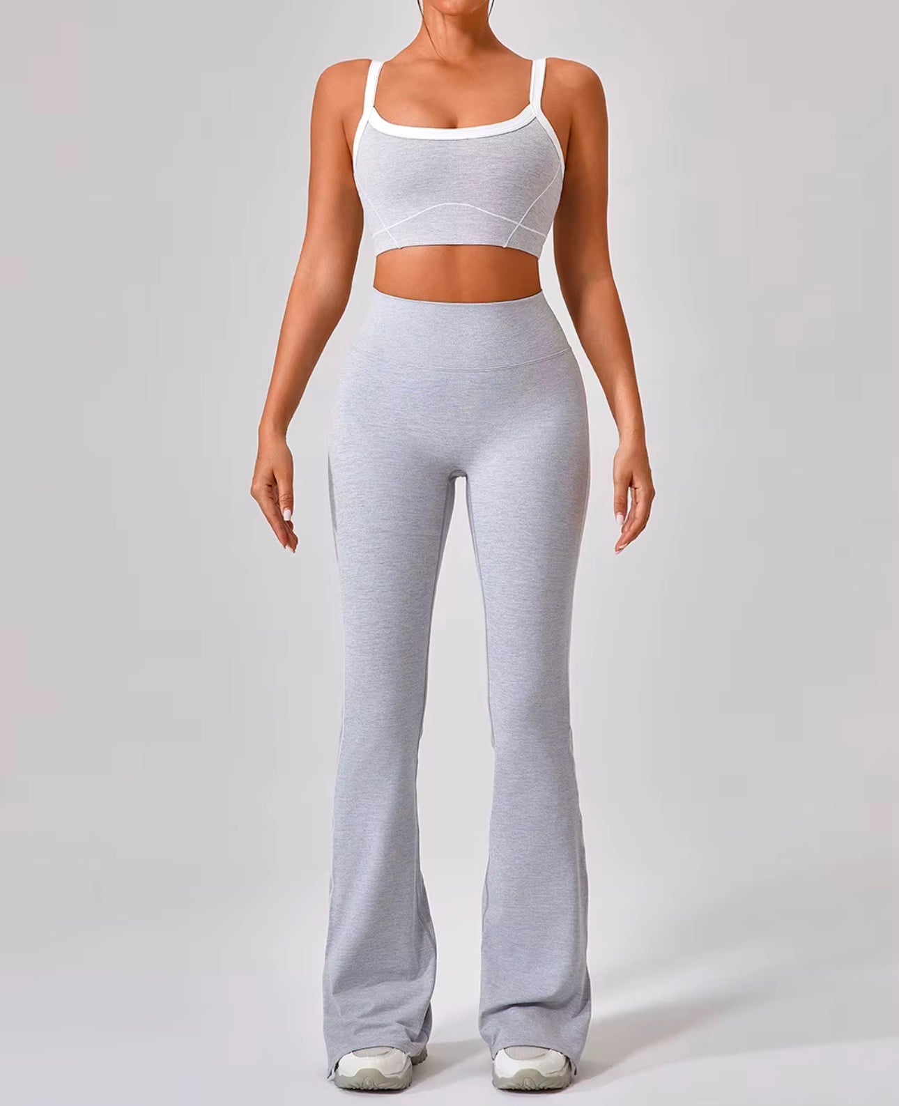 Flared Pilates Leggings and Sports Bra