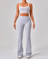 Flared Pilates Leggings and Sports Bra