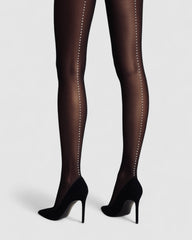Satellite Crystal Back Seam Opaque Tights
