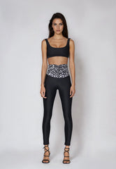 High-Waist Sculpt Leggings Black Leopard