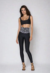 High-Waist Sculpt Leggings Black Leopard