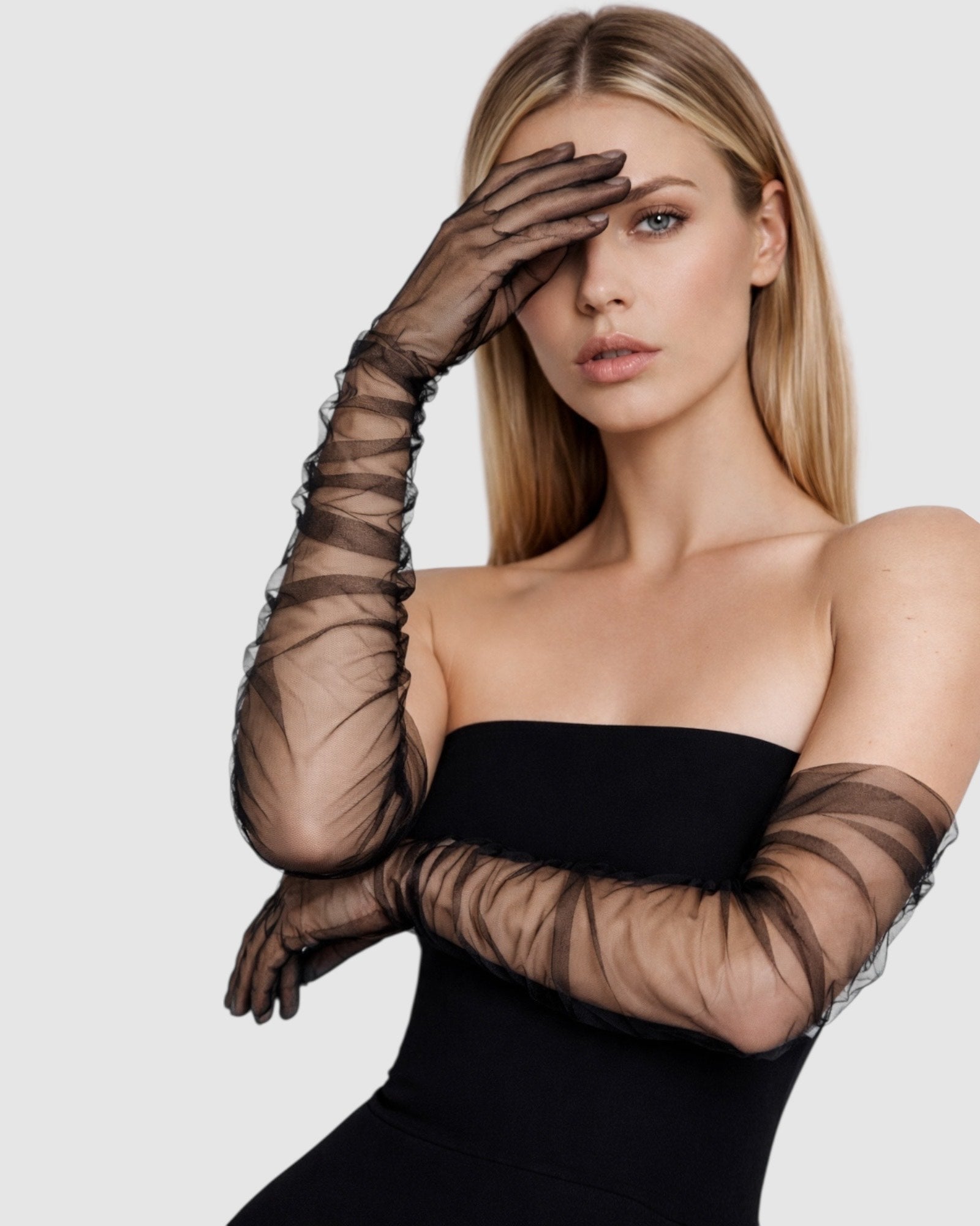Katherine Ruched Tulle Gloves