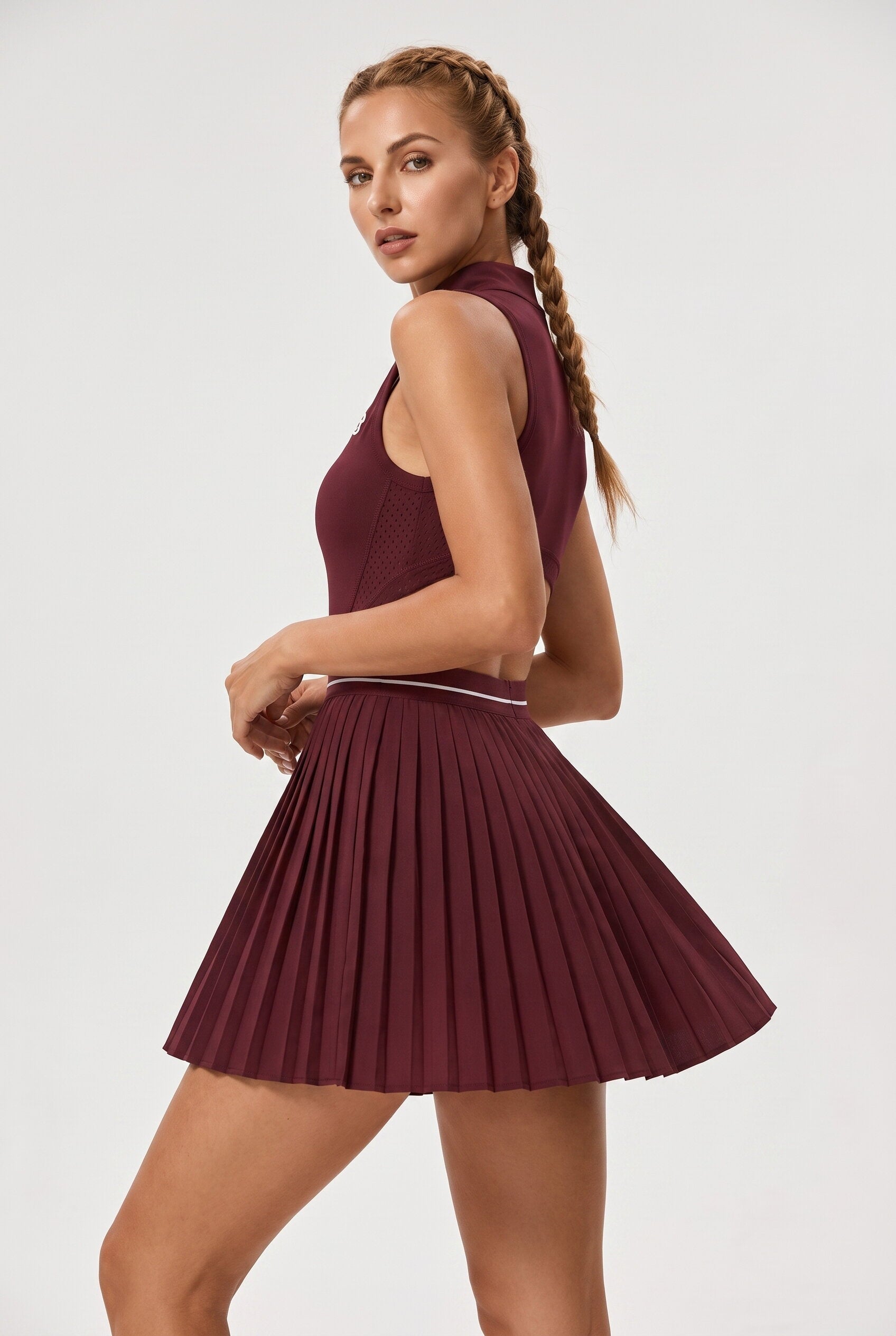 GAIA Zip Collar Pleated Padel Dress