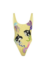 Orca Hand Beaded Yellow Swimsuit