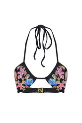 Marissa Hand Embroidered Luxe Bikini Top Black in Stock