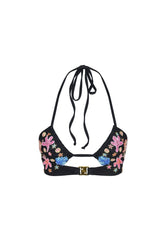 Marissa Hand Embroidered Luxe Bikini Bottom - Black