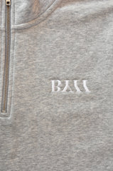 BY11 Half Zip Embroidered Logo Sweatshirt Grey - Avenue Athletica