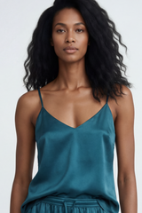 The Lady Silk Camisole Teal Eclipse
