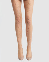 Glitter Fishnet Tights - Nude