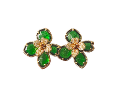 Green Flower Earrings
