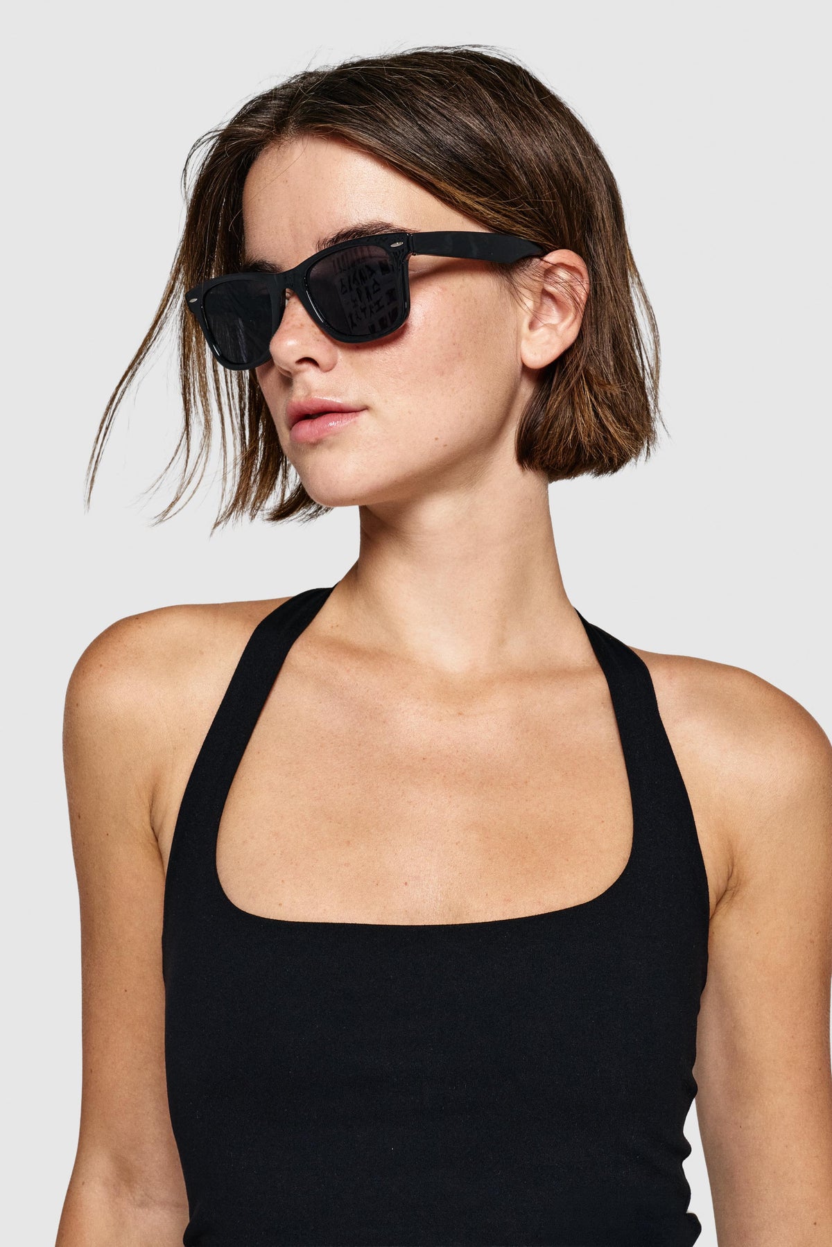 HALTER TRIO LONG BRA - CHARCOAL