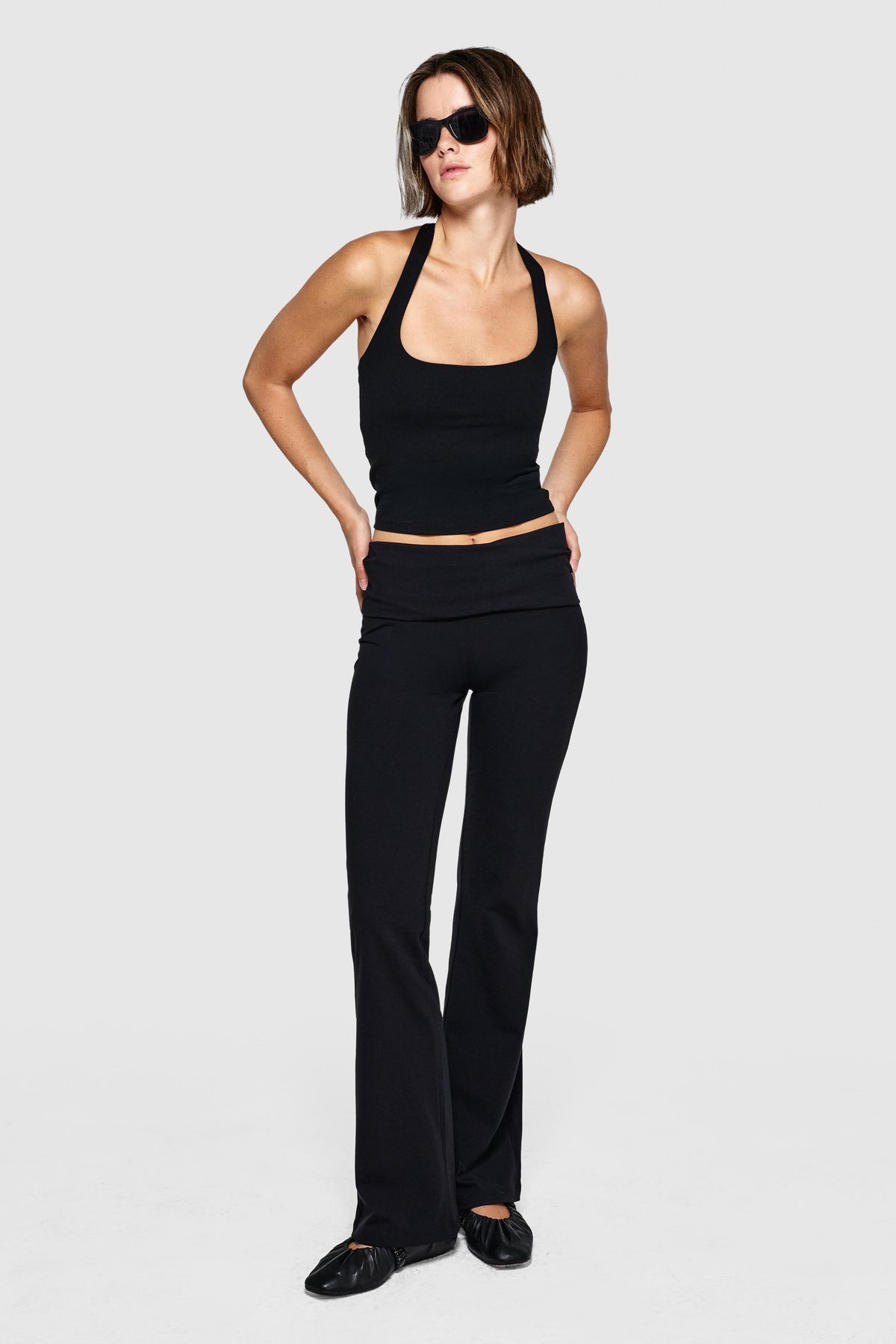 FOLD OVER LEGGING - CHARCOAL