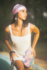 Adeline Coral Hand Beaded Mini Dress