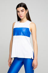 Gaia Tank Top With Blue Stripe - Avenue Athletica
