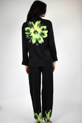 Silk Dreamscape Pyjama Pants Black Flower