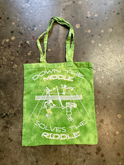 Down the Middle Solves the Riddle Tote Bag