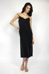 Silk Dreamscape Long Slip Dress Black