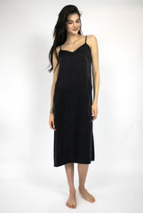 Silk Dreamscape Long Slip Dress Black