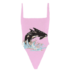 Marina Vintage Neckline Swimsuit - Pink