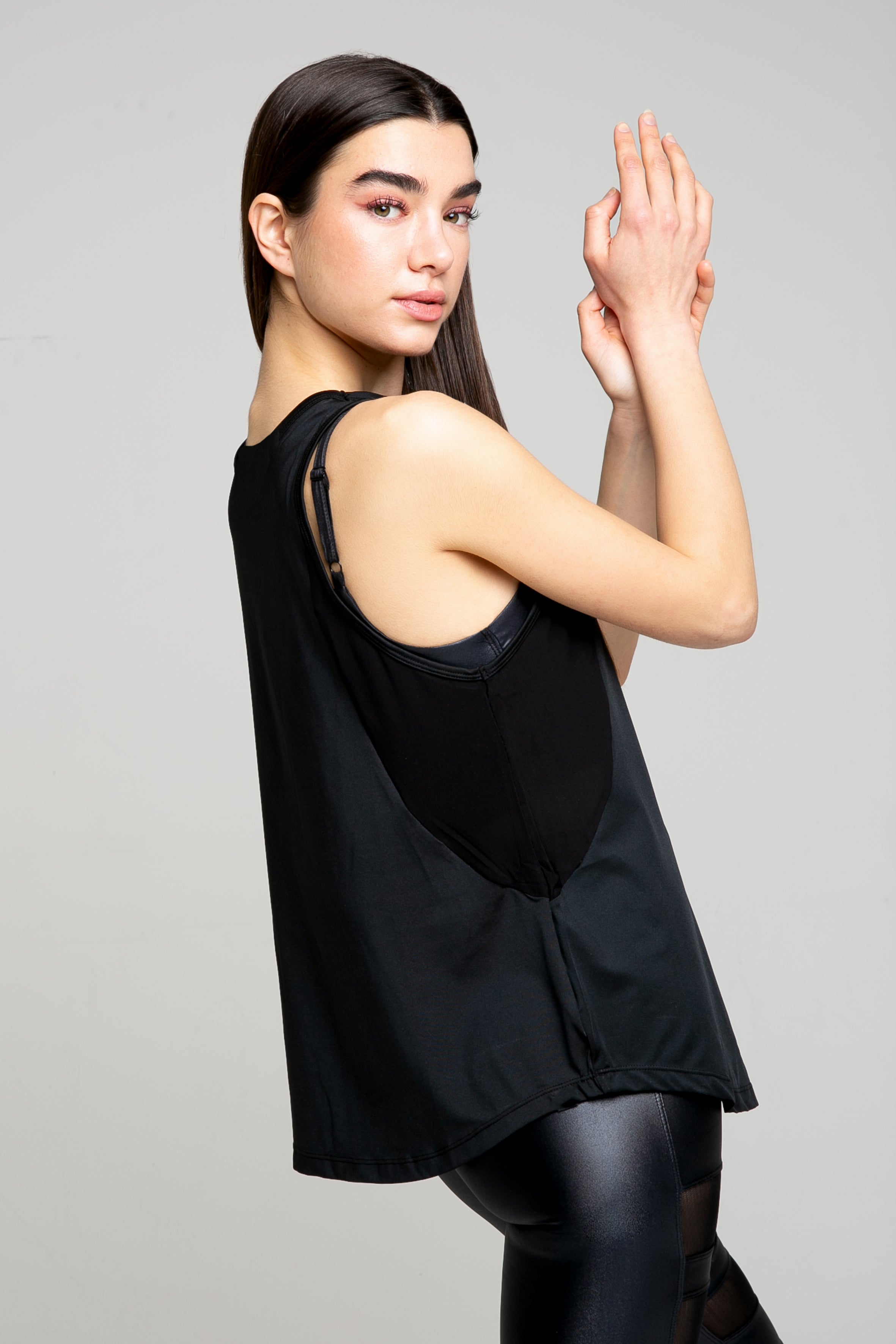 Luxx Tank Top With Black Mesh - Avenue Athletica