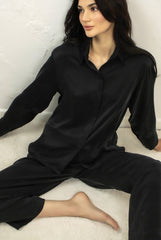 Black Silk Dreamscape Pyjama Pants