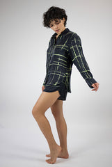 Silk Dreamscape Shirt Black Check