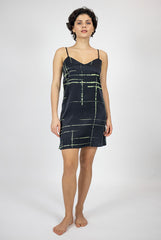 Silk Dreamscape Slip Dress Black Check