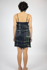 Silk Dreamscape Slip Dress Black Check
