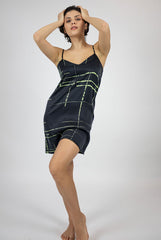 Silk Dreamscape Slip Dress Black Check