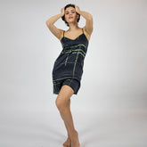 Silk Dreamscape Slip Dress Black Check