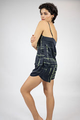 Silk Dreamscape Shorts Black Check