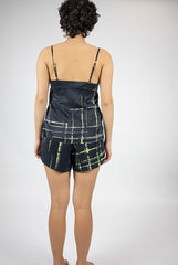Silk Dreamscape Shorts Black Check