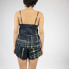 Silk Dreamscape Shorts Black Check