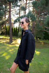 Black Heavy Linen Shorts Perfect Days