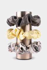 Large Silk Scrunchie Set Brown/PannaCotta/Animal