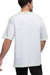 Cotton Tshirt - White Green Line