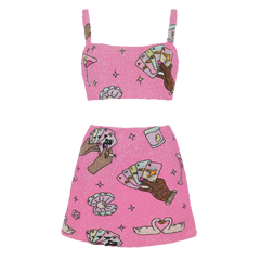 Vegas Embroidered Co-Ord Top– Blue Sparkle