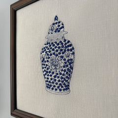 Ginger Jars Set of 4 Embroidered Artwork