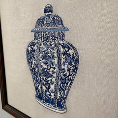 Ginger Jars Set of 4 Embroidered Artwork