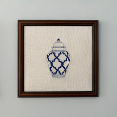 Ginger Jars Set of 4 Embroidered Artwork