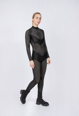 STRECH NET JUMPSUIT - BANDS DECORATIVE