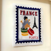France Inspired Embroidered Postage Stamp